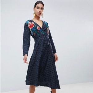 Asos Design Jacquard Wrap Dress